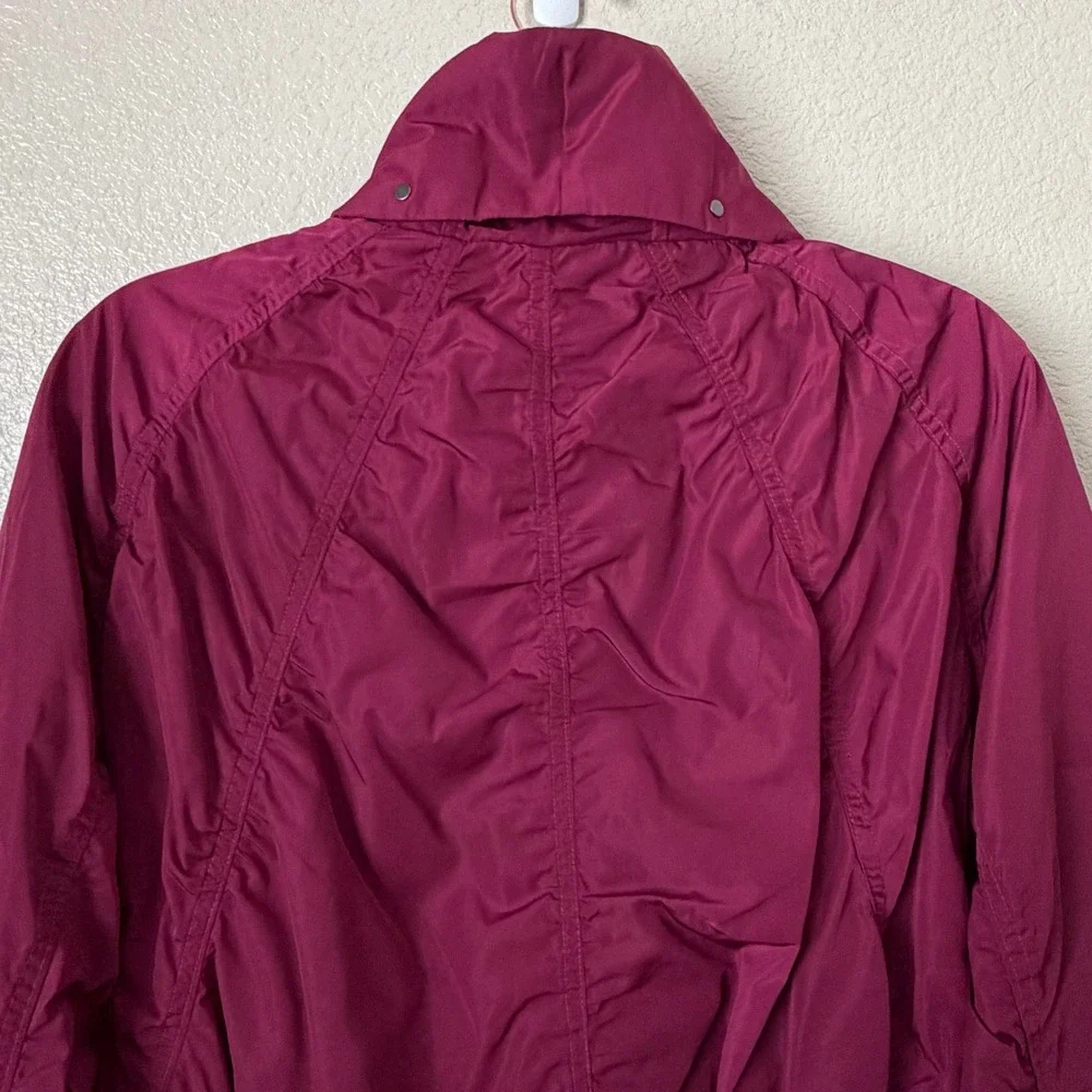 Athleta Jacket Womens Large Purple Jet Set Ruched Bomber Full Side Zip Athletic